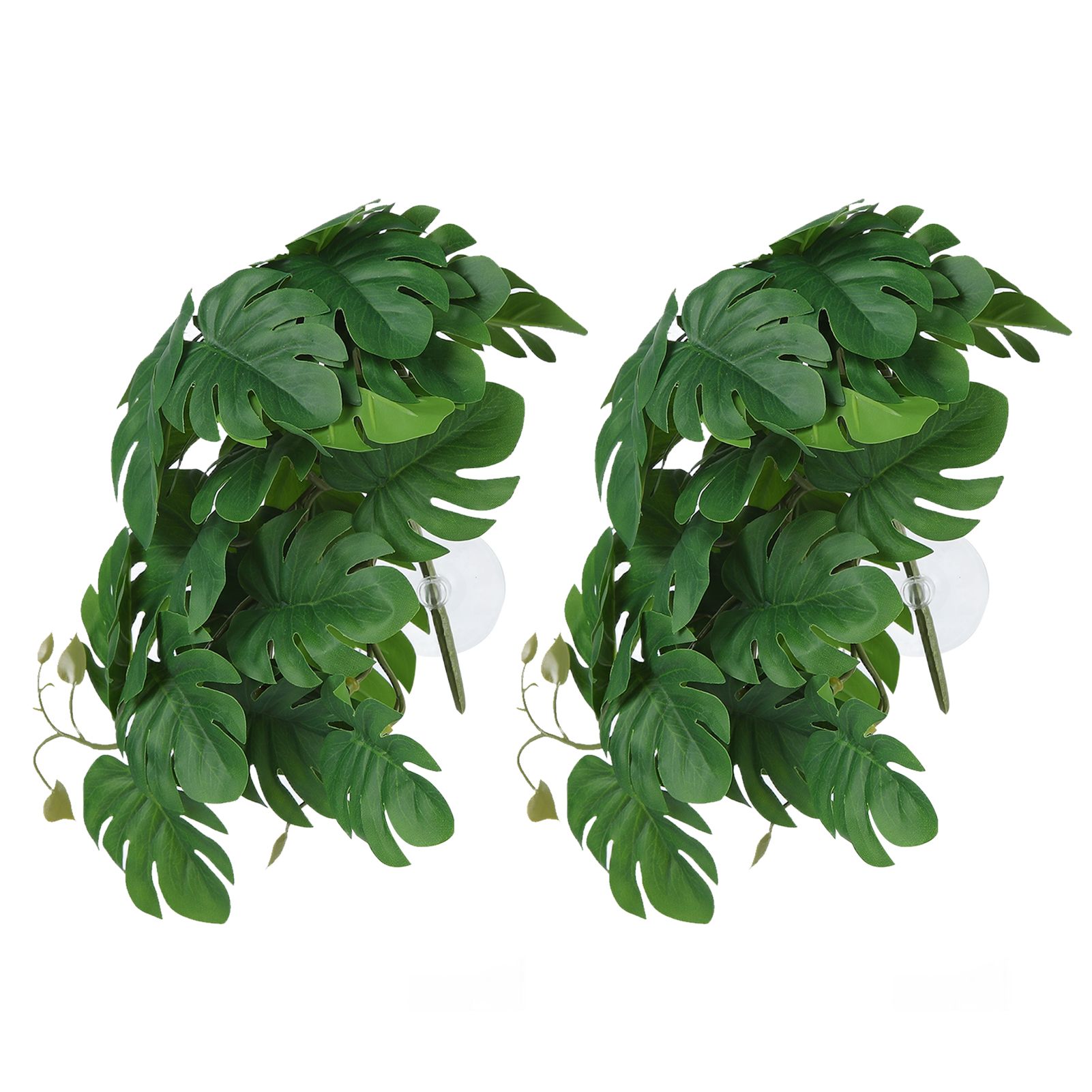 2PCS Artificial Water Plant Simulation Vine Lifelike Plastic Leaves Decoration with Suction Cup for Fish TankMonstera Leaves — image 3