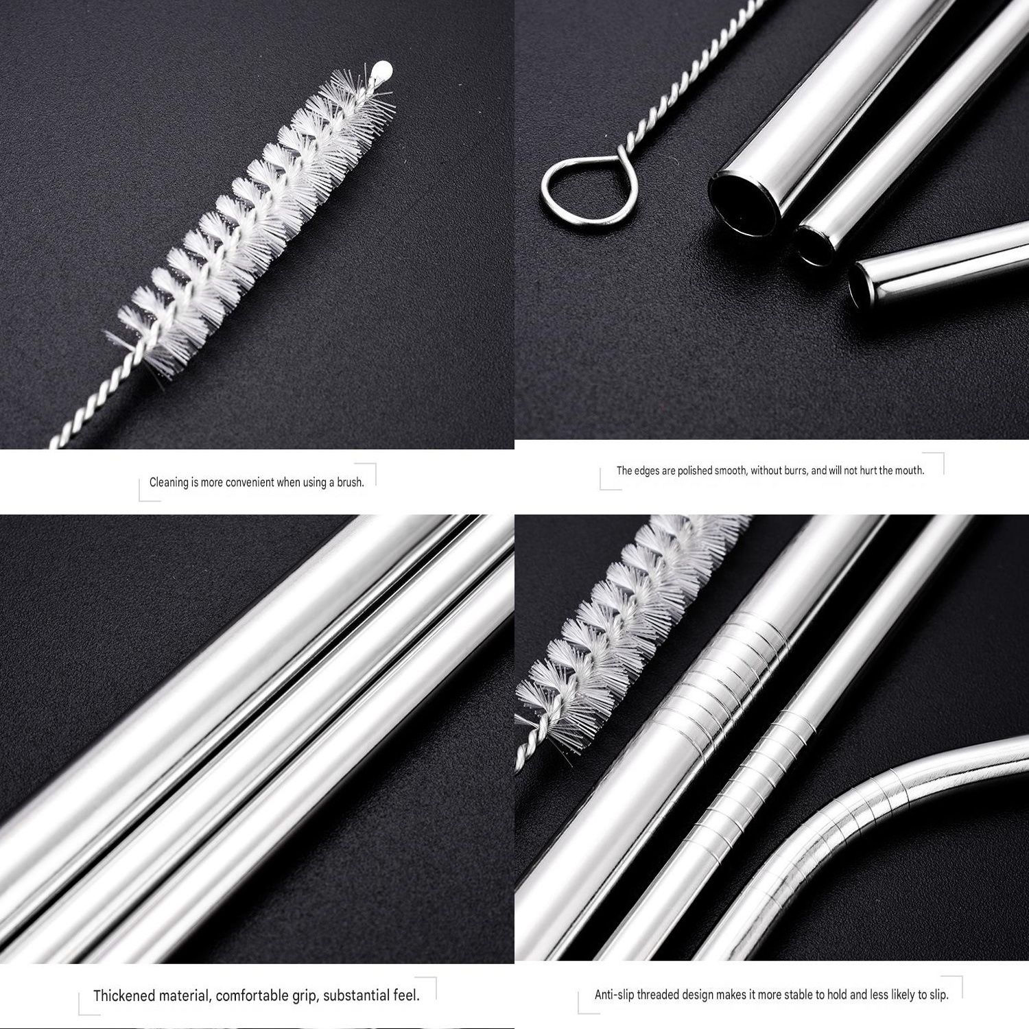 White 304 Stainless Steel Magnetic Hanging Water Bottle Set, 12.17 oz Reusable Drinking Bottle, Comes with 4 Stainless Steel Straws, Cleaning Brush, Storage โ image 3
