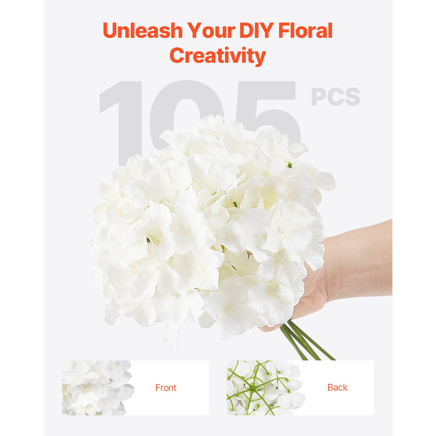 Artificial Flowers, 105 pcs Real Looking White Silk Fake Hydrangea Bulk, White Faux Bridal Shower with Stems for DIY Wedding Bouquets, Home Centerpieces — image 4