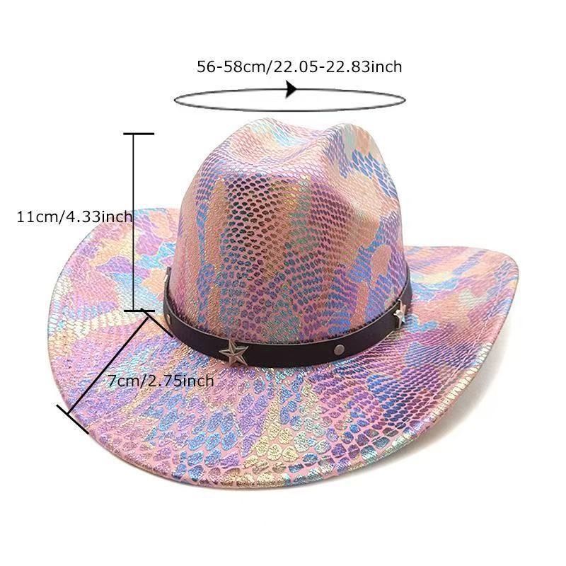 iridescent cowboy hat, party hat, autumn winter hat, unisex wide brim hat, Halloween costume hat, western themed hat, iridescent accessories, mens womens — image 3