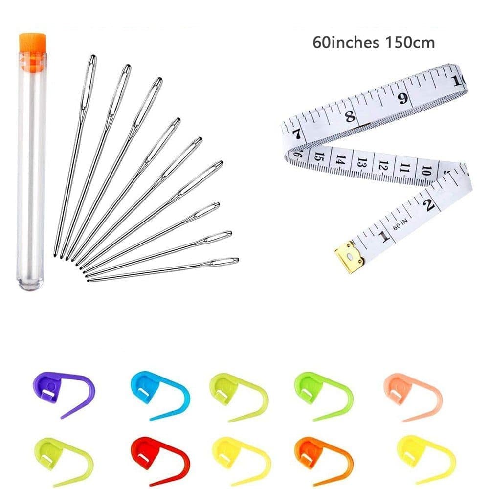 36-Piece Knitting Kit with Crochet Hooks, Markers, Measuring Tape, Ergonomic Soft Rubber Handles, Colorful, with Case — image 3