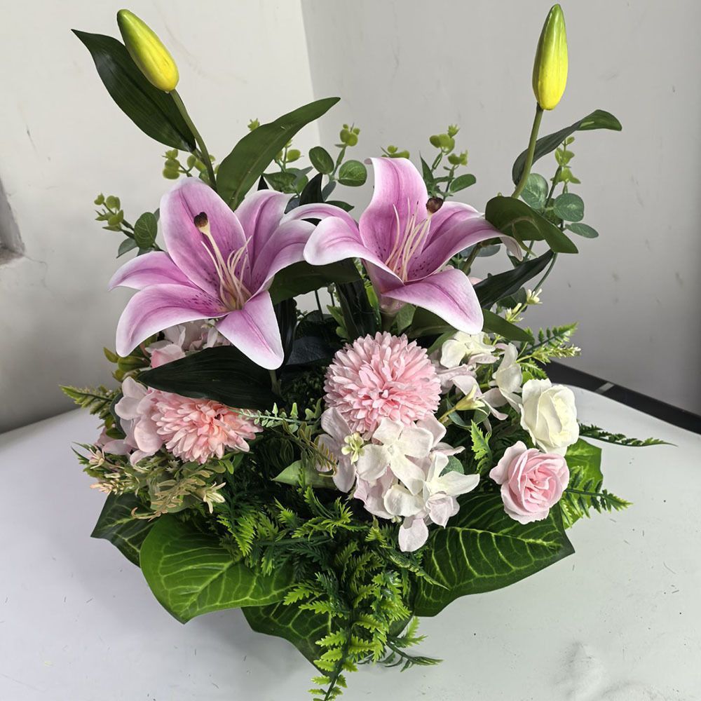Artificial Flower Arrangement Fake Lilies And Roses Home Decor Accents Garden - Multi-color - Size 37 — image 5