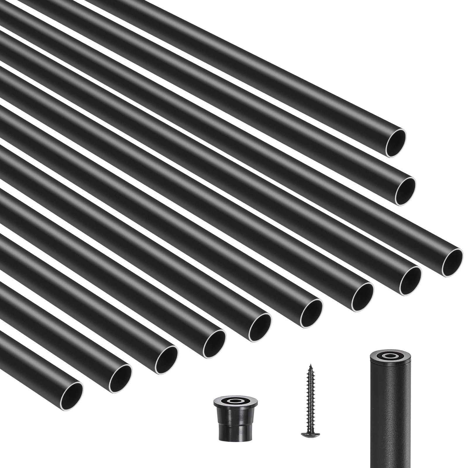 Staircase Balusters 101 Pack, 660 mm Aluminum Stair Balusters, 19 mm Water-Proof Round Metal Spindle Railing, Hollow Deck Railing with Rail Caps & Screws for