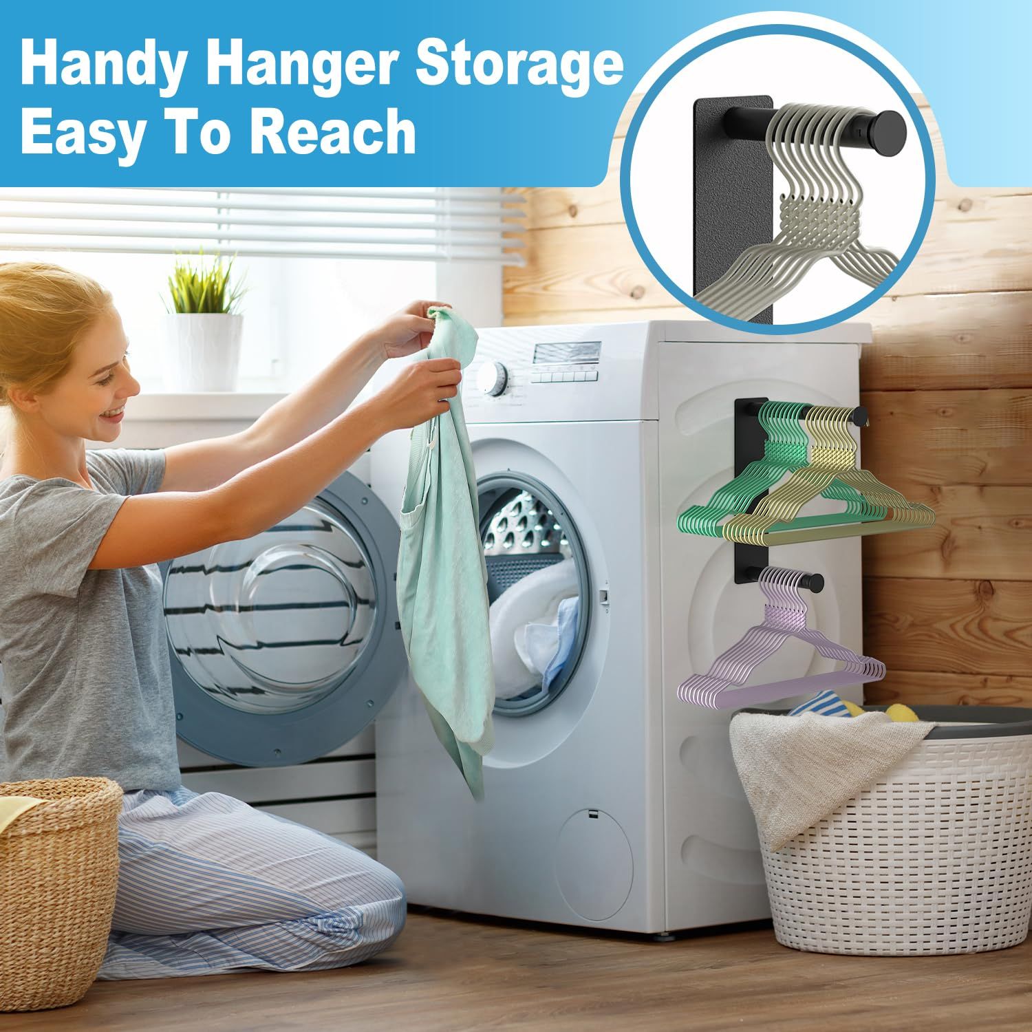 Hanger Organizer Stacker, Magnetic Hanger Holder, Upgrade Extendable Hanger Storage Rack for Washing Machine Closet Laundry — image 5