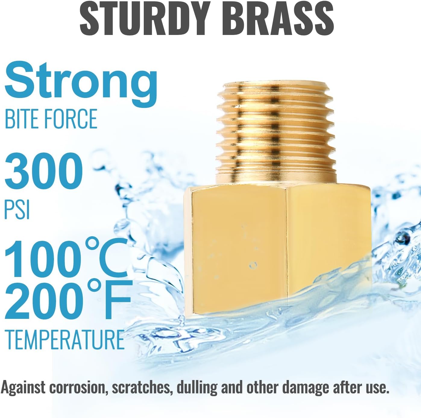 4-Pack 1/2 Inch Male x 1/2'' Female Brass Pipe Fitting Adapters, 1/2'' NPT Male to Female Adapters, 1/2'' Brass Pipe Extension Fittings for Shower Head — image 6
