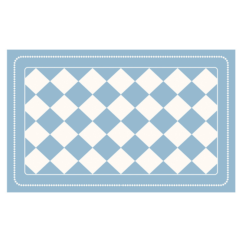 Light Blue Checkered Design Loofah Texture Shower Mat (40x80cm) - Non-Slip PVC Bathroom Floor Mat, Quick-Draining, Anti-Mould & Massage Pad