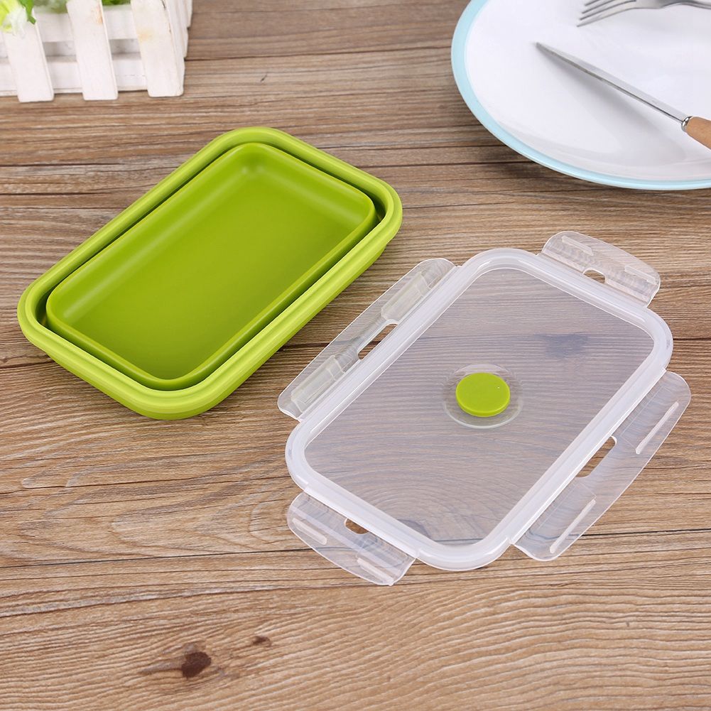 800ml Silicone Collapsible Portable Lunchbox Bowl Folding Food Storage Container Green โ image 3