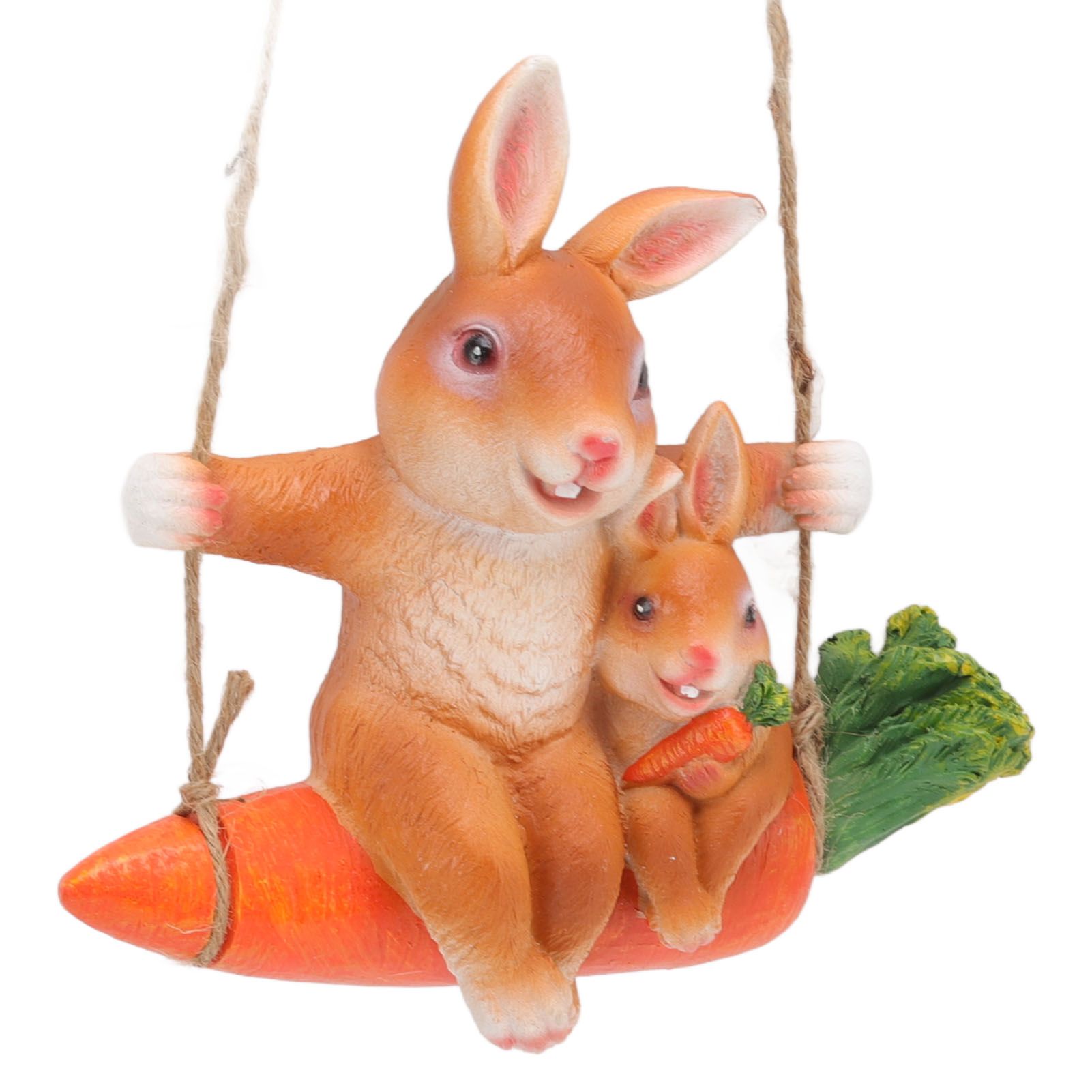 Ornament Brown Rabbit Carrot Swing Resin Modern Delicate Garden Home Decoration Gifts — image 3