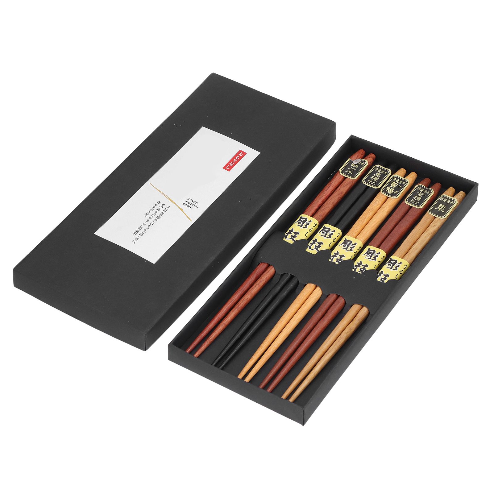 Chopsticks Set 5 Different Colors Natural Wood Antislip Design Feel Comfortable Chopsticks ReusablePointed Chopsticks — image 3