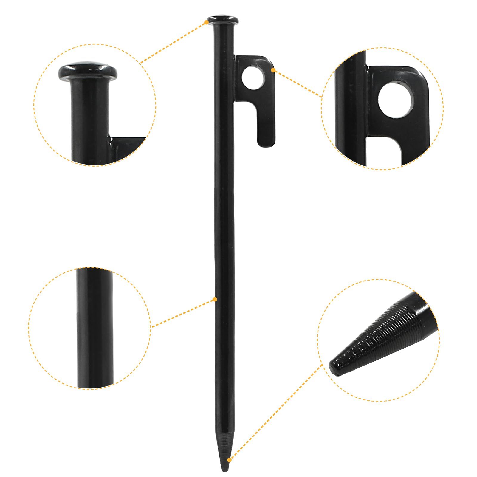 8 Pcs Tent Stakes Heavy Duty, 8 Inch Steel Unbreakable and Inflexible Tent Stakes for Camping Canopy, Grassland, Outdoor — image 3