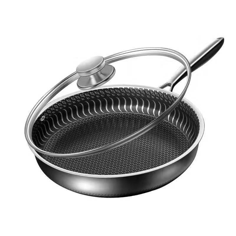 304 Stainless Steel Frying Pan Non-Stick Cooking Frypan Cookware 28cm Honeycomb Double Sided without lid โ image 2