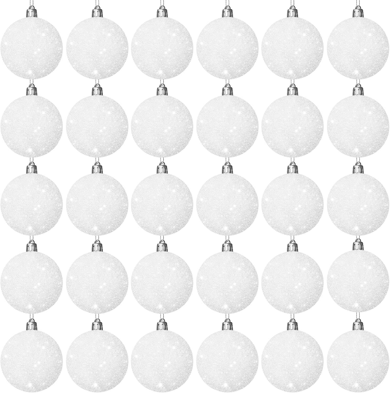 30 Pcs 2.36 Inch White Snowball Ornament,Christmas White Sparkly Ball Ornament,Christmas Tree Ball Decorations for Winter Theme Valentines Party,Holiday,Wreath
