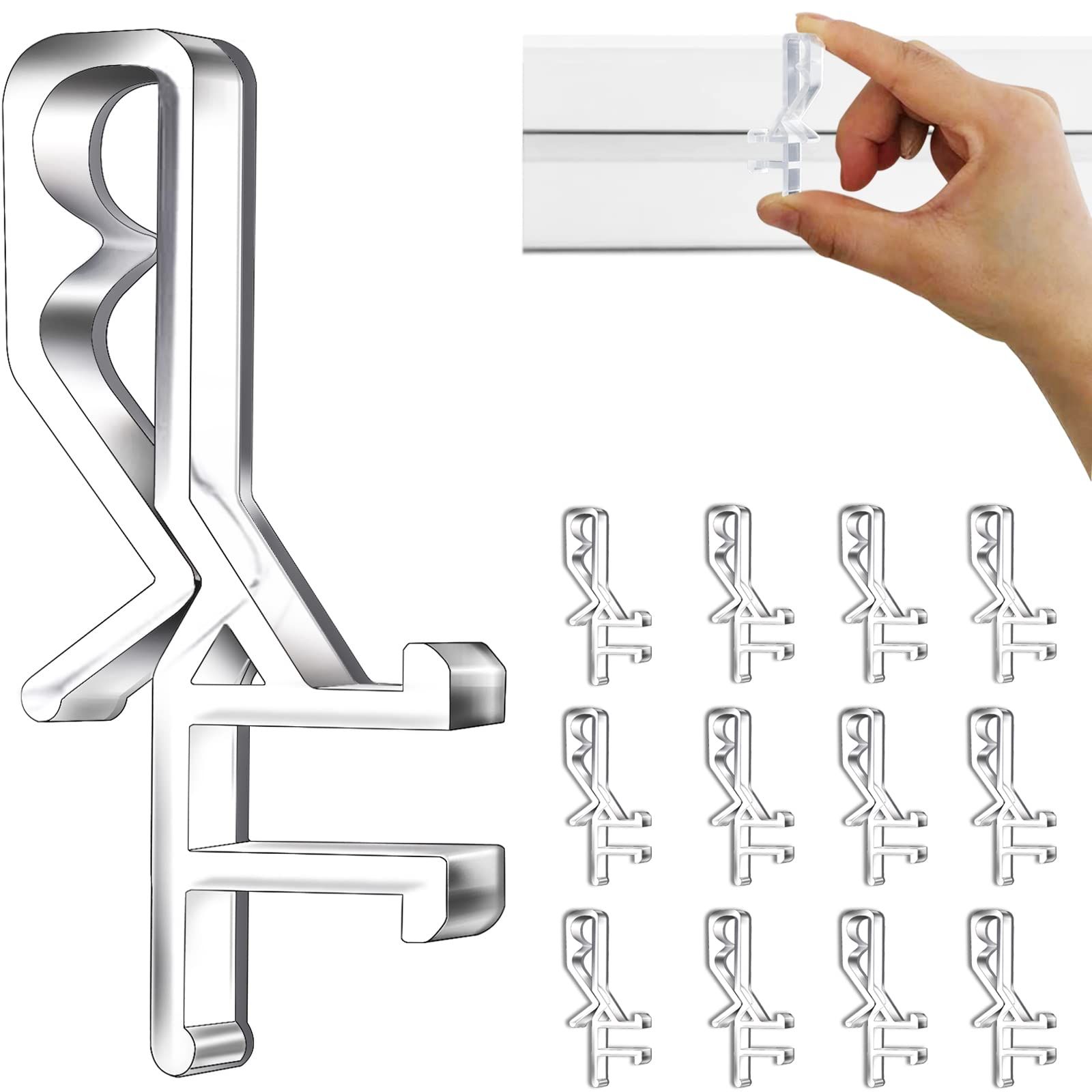 Hidden Channel Clips, 1-7/8inch Clear Plastic Clips for The with a Groove in The Back,For wood or faux wood valances (20pcs)