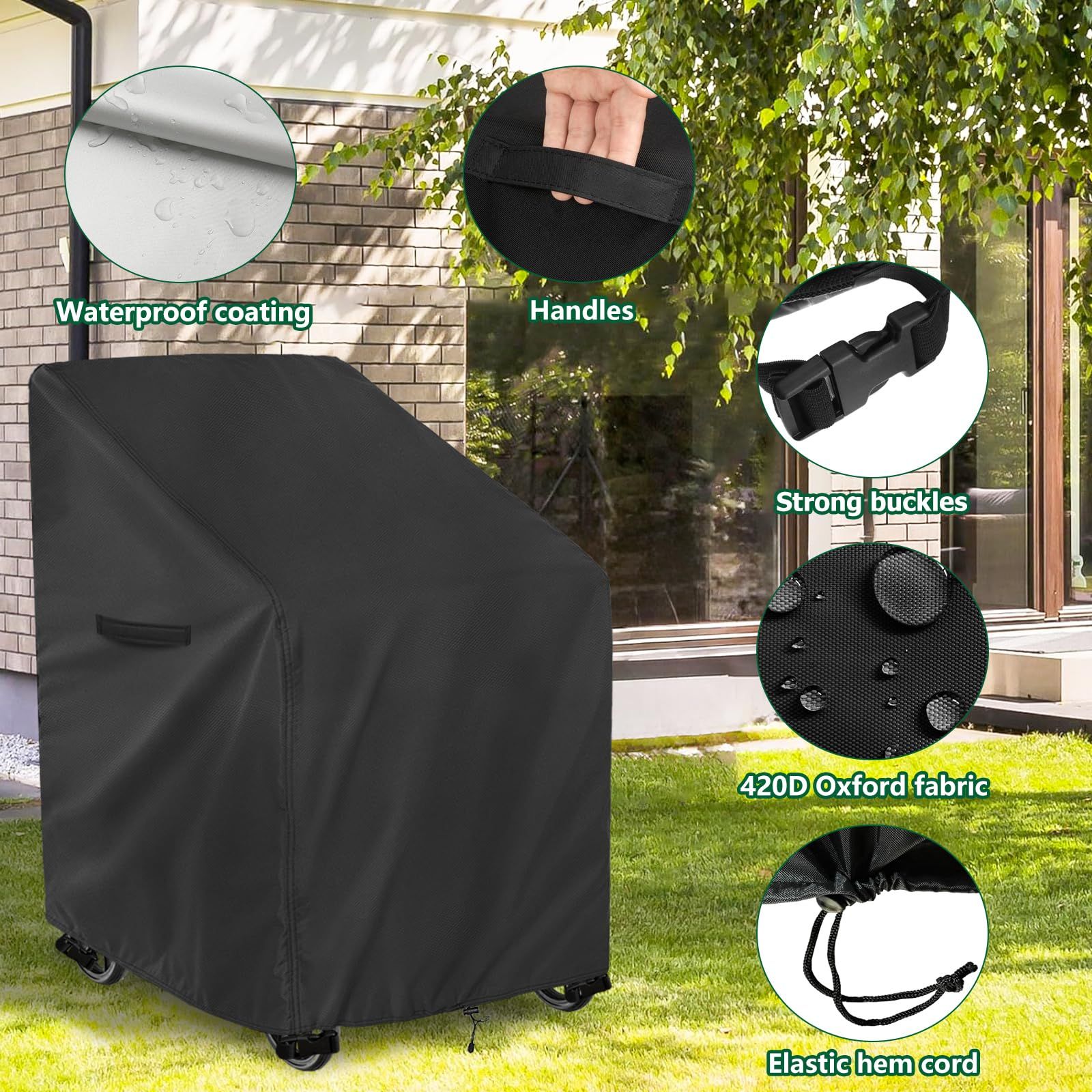 Cover,Outdoor Waterproof Dustproof Rolling Covers, Fits Walkers for Seniors with Wheels and Seat(Cover Only,Black) โ image 4