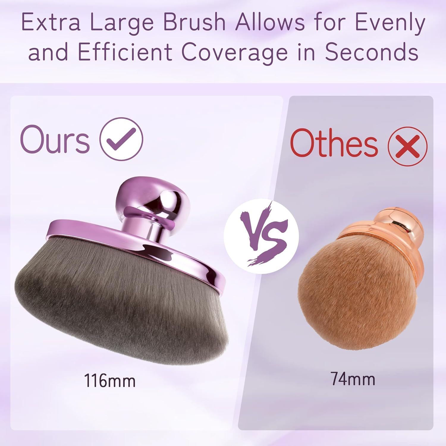 Extra Large Body Makeup Brush or Sel Tanner, Leg Makeup &Bronzer Blend,116mm Oval-headed Kabuki Brush More Even Application, Sunscreen ace&Back Makeup Brush — image 3