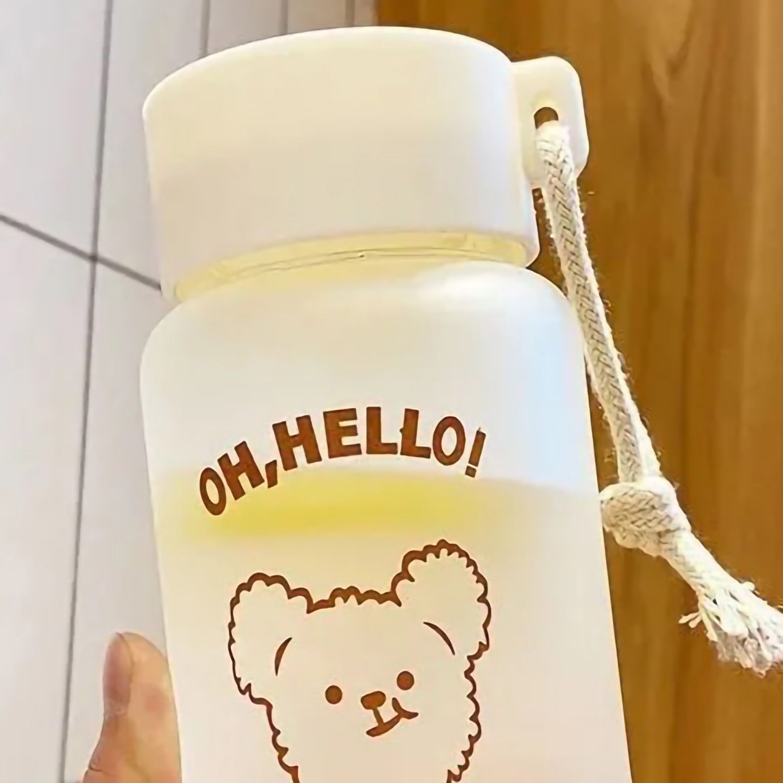 Kids Water Bottle Cute Cartoon Printing Handle Design Healthy Odorless Good Sealing Students Water Cup Bear Head โ image 5