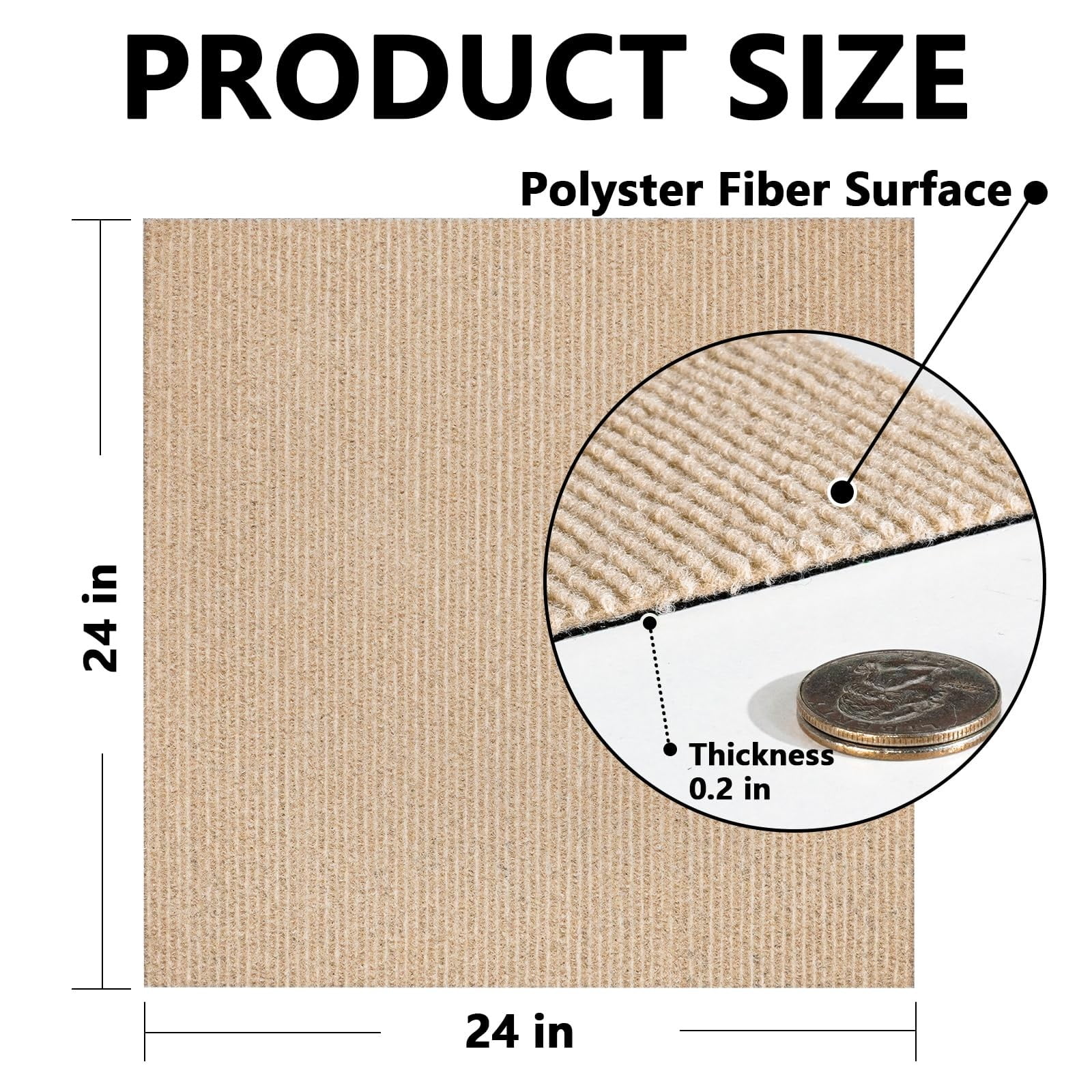Carpet Tiles Peel and Stick, Self Adhesive Carpet Floor Tile, Anti-Slip Squares Soft Padded Carpet Tiles for Kitchen Bedrooms Indoor Outdoor（24" x 24"） 24" x — image 3