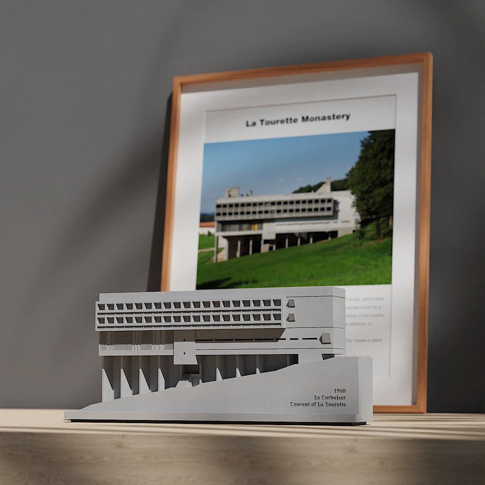La Tourette Convent Concrete Architectural Model Modernist Masterpiece Replica for Desk Decor & Collectors(Grey) — image 2
