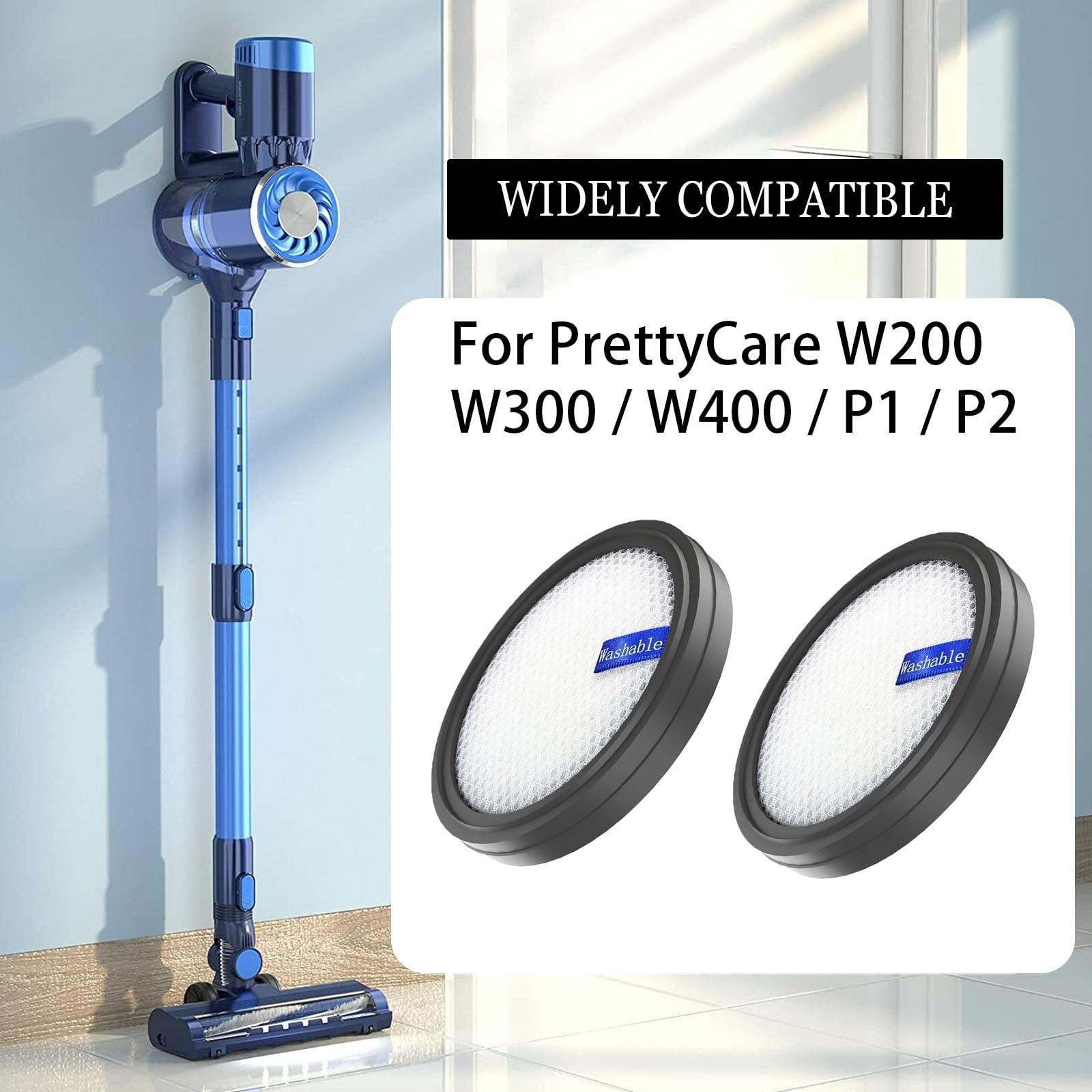 Replacement Filter for PrettyCare W200/W300/W400/P1/P2 Vacuum Cleaner, Washable — image 2
