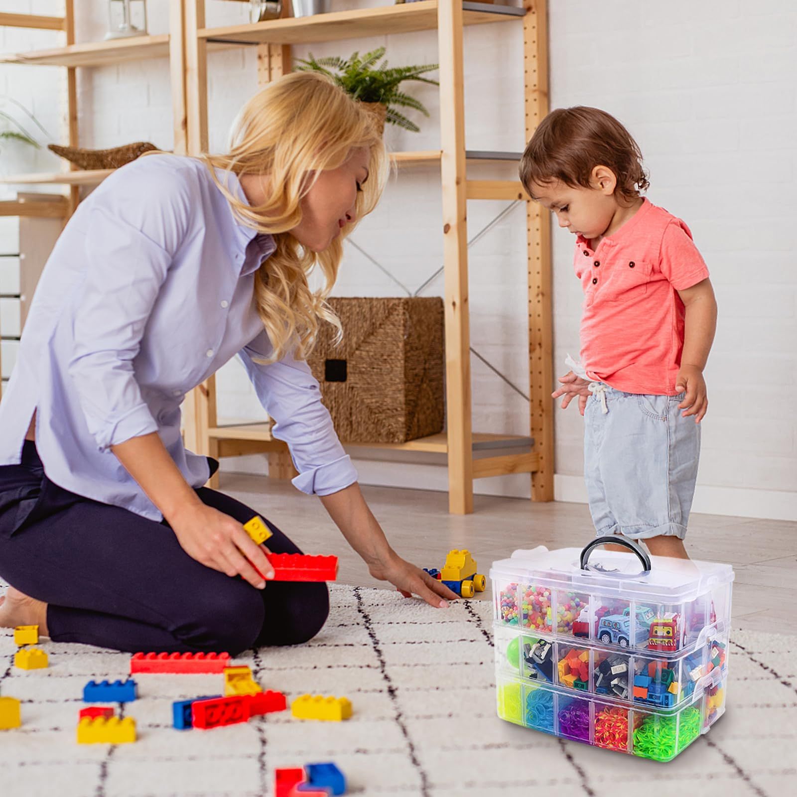 3-Tier Stackable Storage Container Box with 18 Compartments, Plastic Organizer Box for Craft Organizers and Storage โ image 5