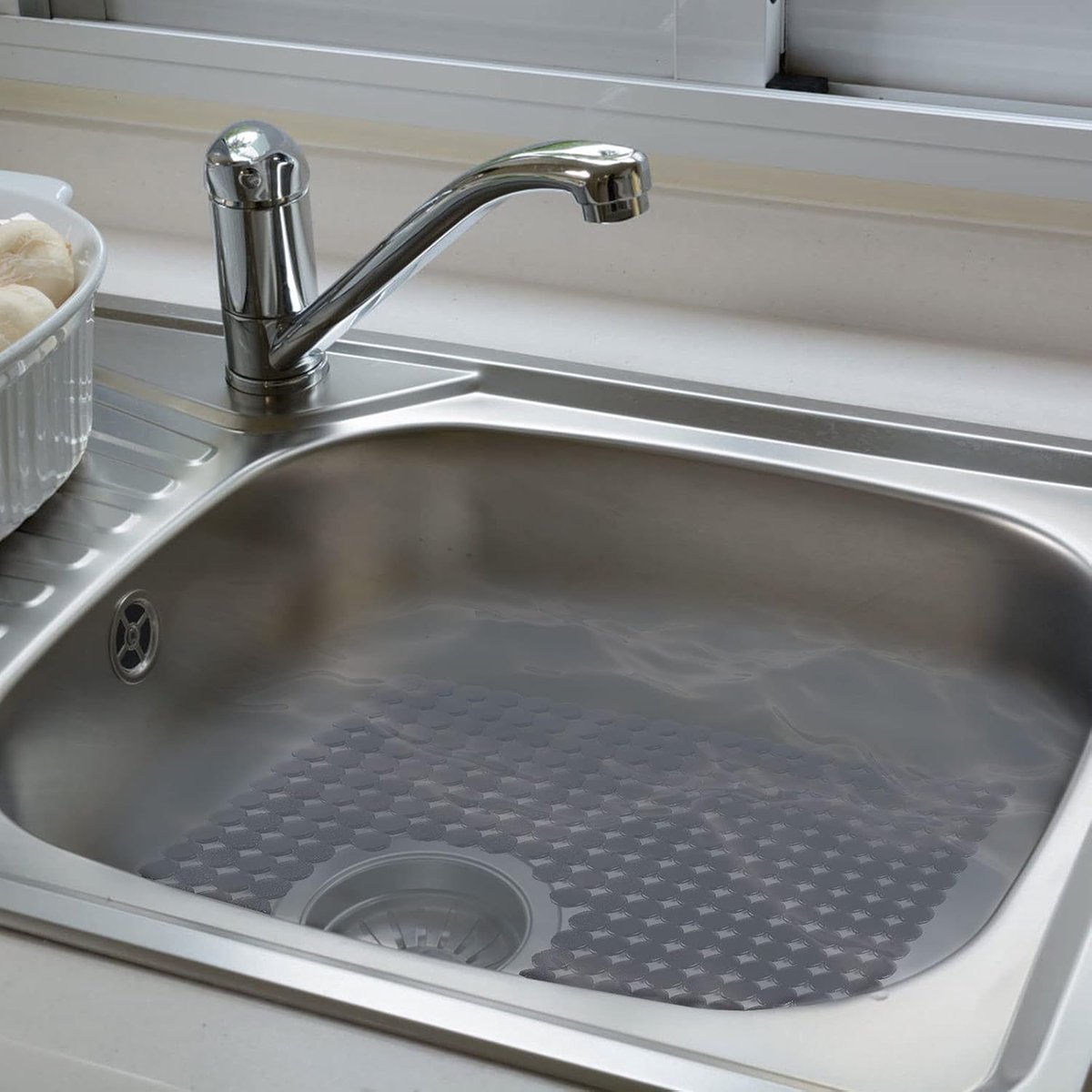 Sink mat - 2 pieces - 30x40cm - Sink insert - Rectangular - Dot design - Sink protection - Black - PVC - Sink mat - Washbasin mat — image 4