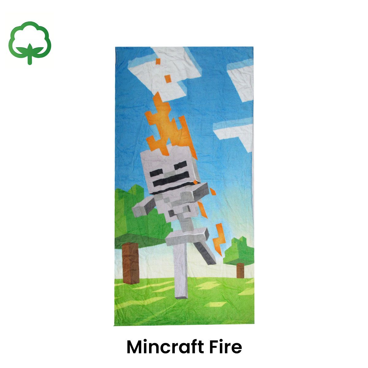 Kids Fun Theme Cotton Beach Towel 70 × 140 cm Mincraft Fire — image 2