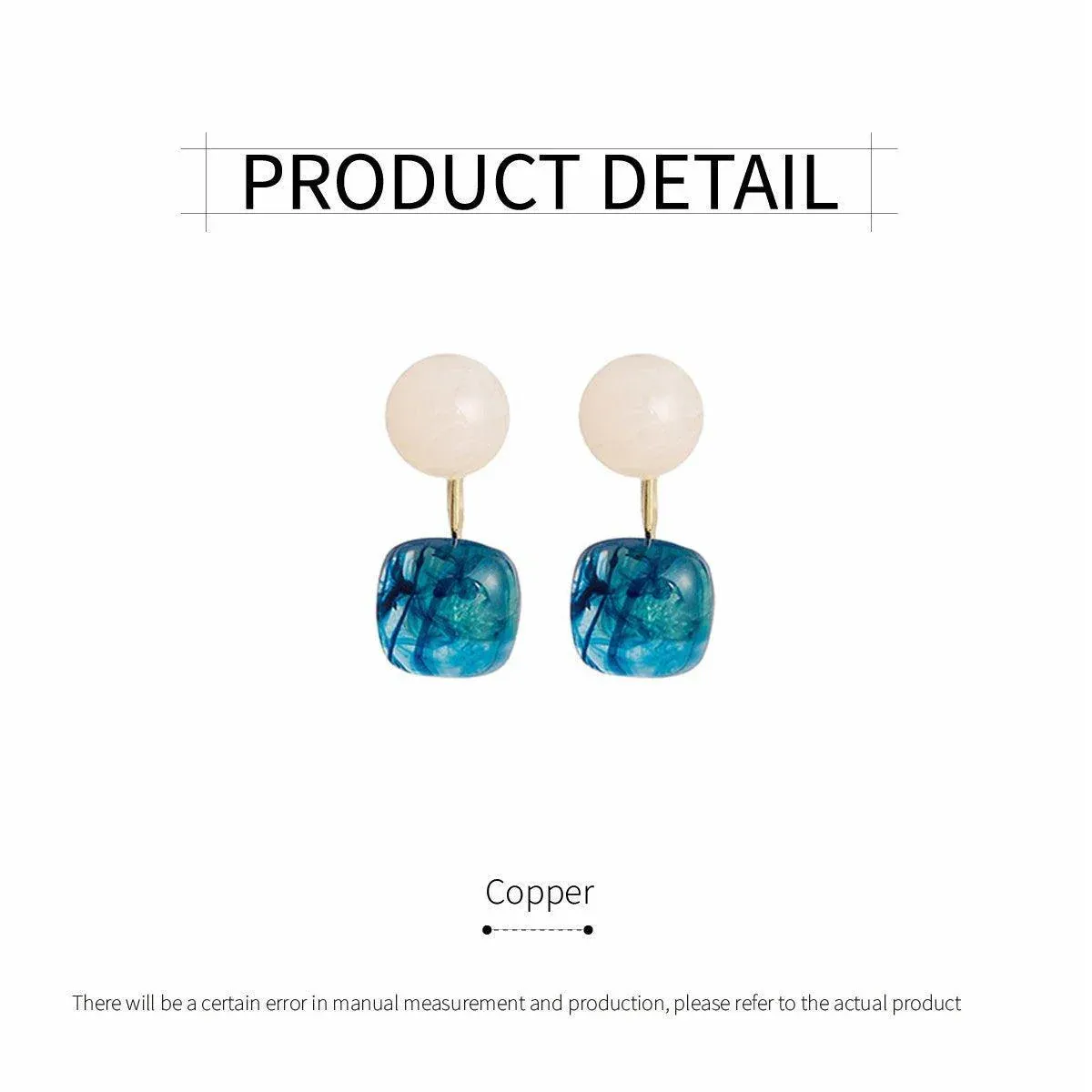 Small Fresh Blue Oil Earrings Retro Fashion Temperament Silver Needle Jewellery — image 3