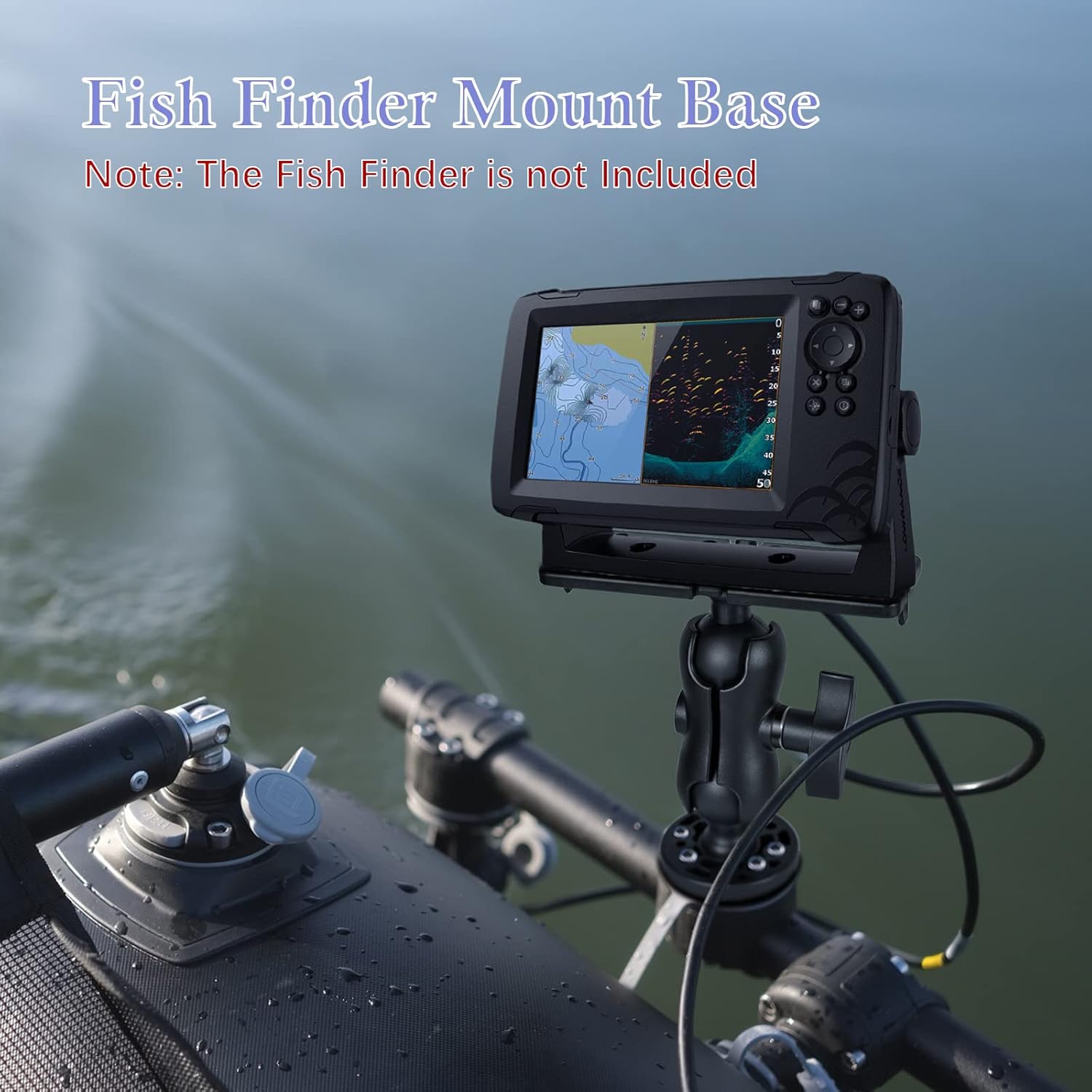 Fish Finder Mount Base, Universal 360° Rotation Ball-Mount Bracket, Nylon & Stainless Steel Electronic Holder for Marine Boat Kayak Pontoon Canoe Helix Garmin — image 2