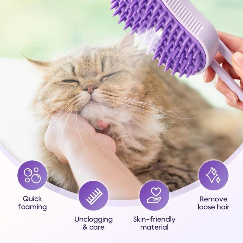 Pet spray mage comb cat steam comb cat hair brush purple — image 6