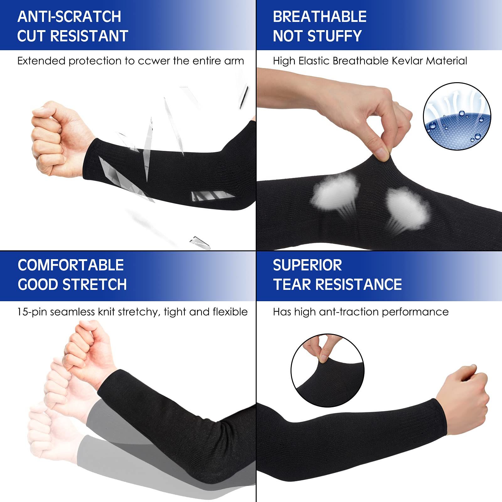 2 Pairs Cut Resistant Sleeves Thin Arm Protectors Arm Guard for Thin Skin and Bruising Arm Sleeves for Men Women โ image 3