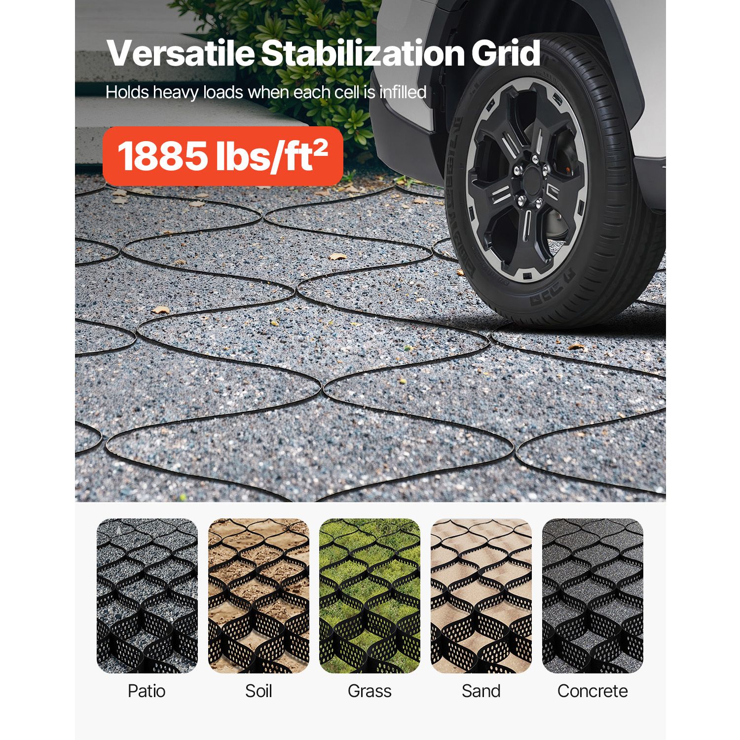 Gravel Grid, 75mm Depth, 5.2 x 2.7m, 853kg Per Sq ft Grass Ground Retainer, Permeable Geo Grids Driveway Stabilization, for Garden, Patio, Walkway, RV Parking โ image 5