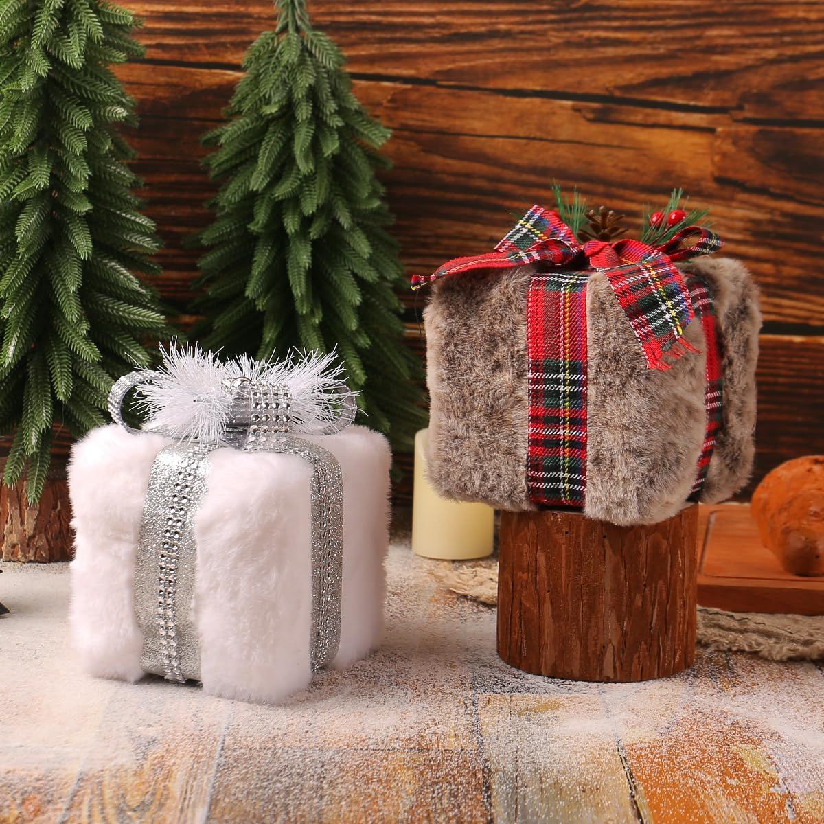 Christmas Tree Small Gift Boxes Hanging Decorations Ornaments, Plush Gift Box Decoration 3D Christmas Ornament, Christmas Mini Boxes Ornament for Christmas — image 4