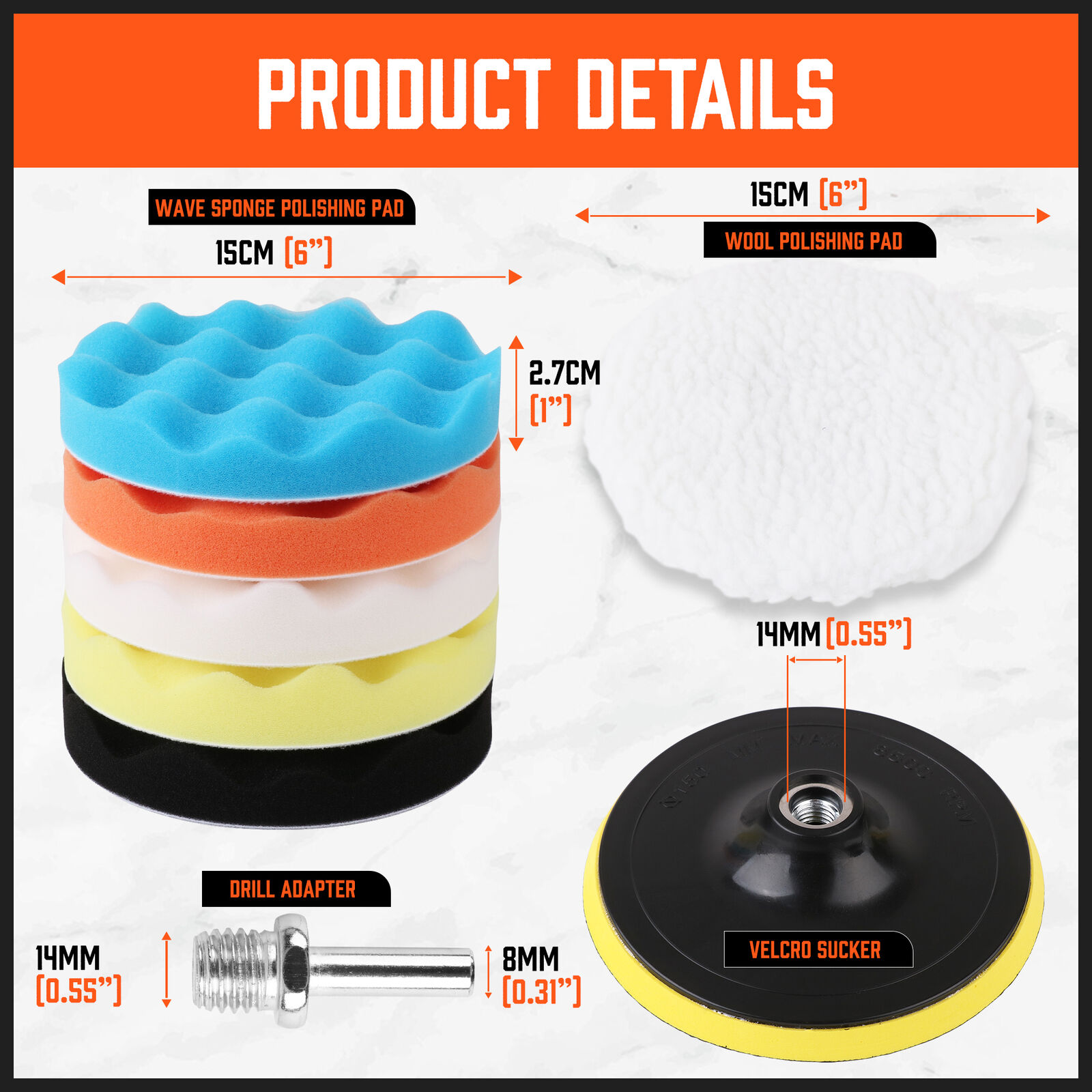 11Pcs 6" Buffing Waxing Polishing Pads Sponge Pad Set For Car Polisher Drill — image 4