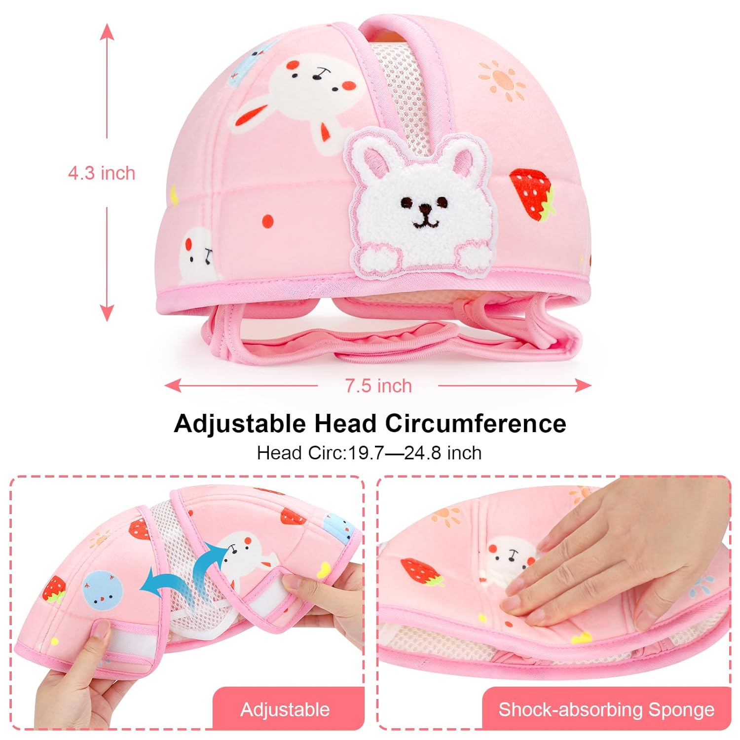 Baby Head Protector, Cute Baby Safety Helmet for Crawling Walking Running, Infant Headguard Soft Cushion Lightweight Breathable Protective Caps, Anti-Collision — image 5