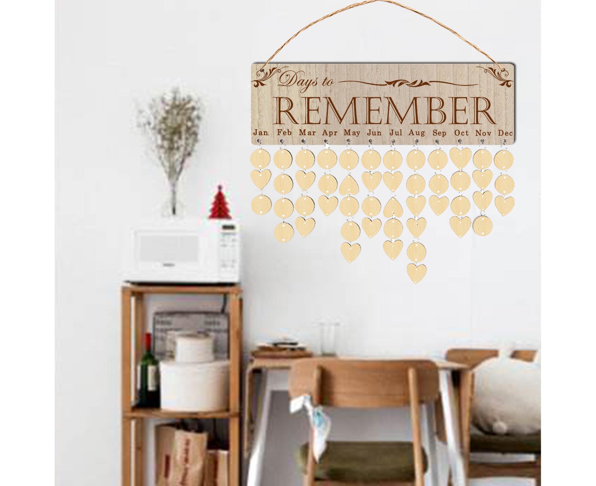 Wall Hanging Calendar Wooden Words Print Family Home Ornaments Office Decor- H โ image 5
