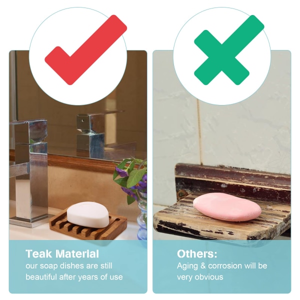 Wooden Soap Dish 2pcs, Soap Holder in Natural Teak, Soap Container for Shower, Bathroom, Kitchen, Bathtub, Razor, Sponges_max_sai — image 3
