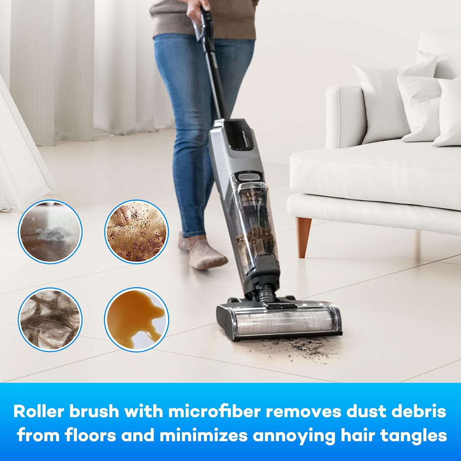 Replacement Roller Brush Filter for Bissell Crosswave OmniForce EDGE 3930F/3933/v2/3999z Multi-Surface Hard Floor Cleaner Wet Dry Vacuum, Brush Roller — image 4