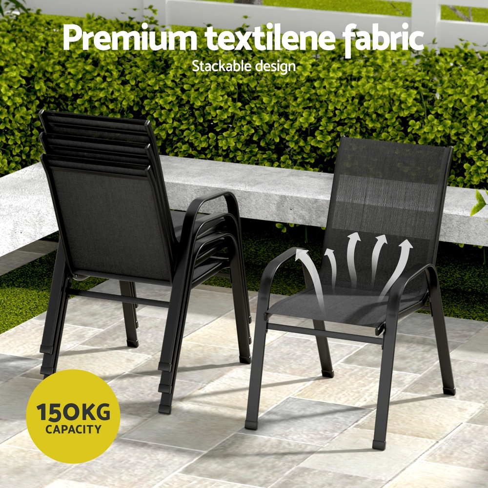 Gardeon 7PC Outdoor Dining Set Table and Chairs Patio Furniture Bistro Set Garden Black — image 5