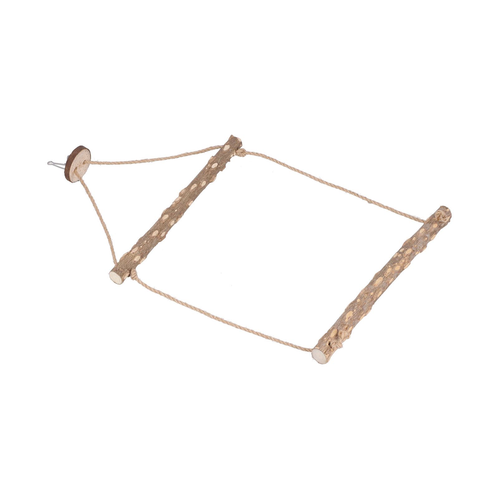 Large Bird Cage Swing Natural Wooden Safe Hanging Birds Standing Chewing Toy for Parrots — image 4