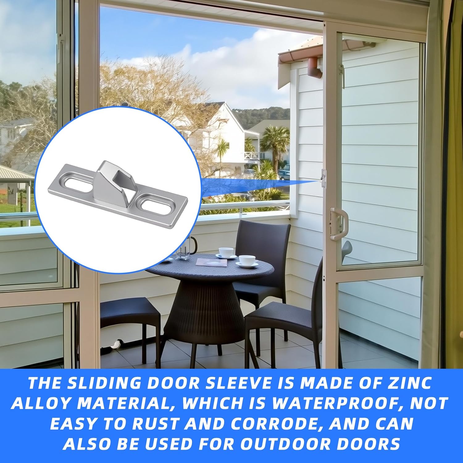 2-Pack Sliding Door Keeper - Chrome Plated Sliding Glass Lock with mounting Screws Slide Sliding Door Lock Latch Hardware Replacement for Various Sliding Patio — image 3
