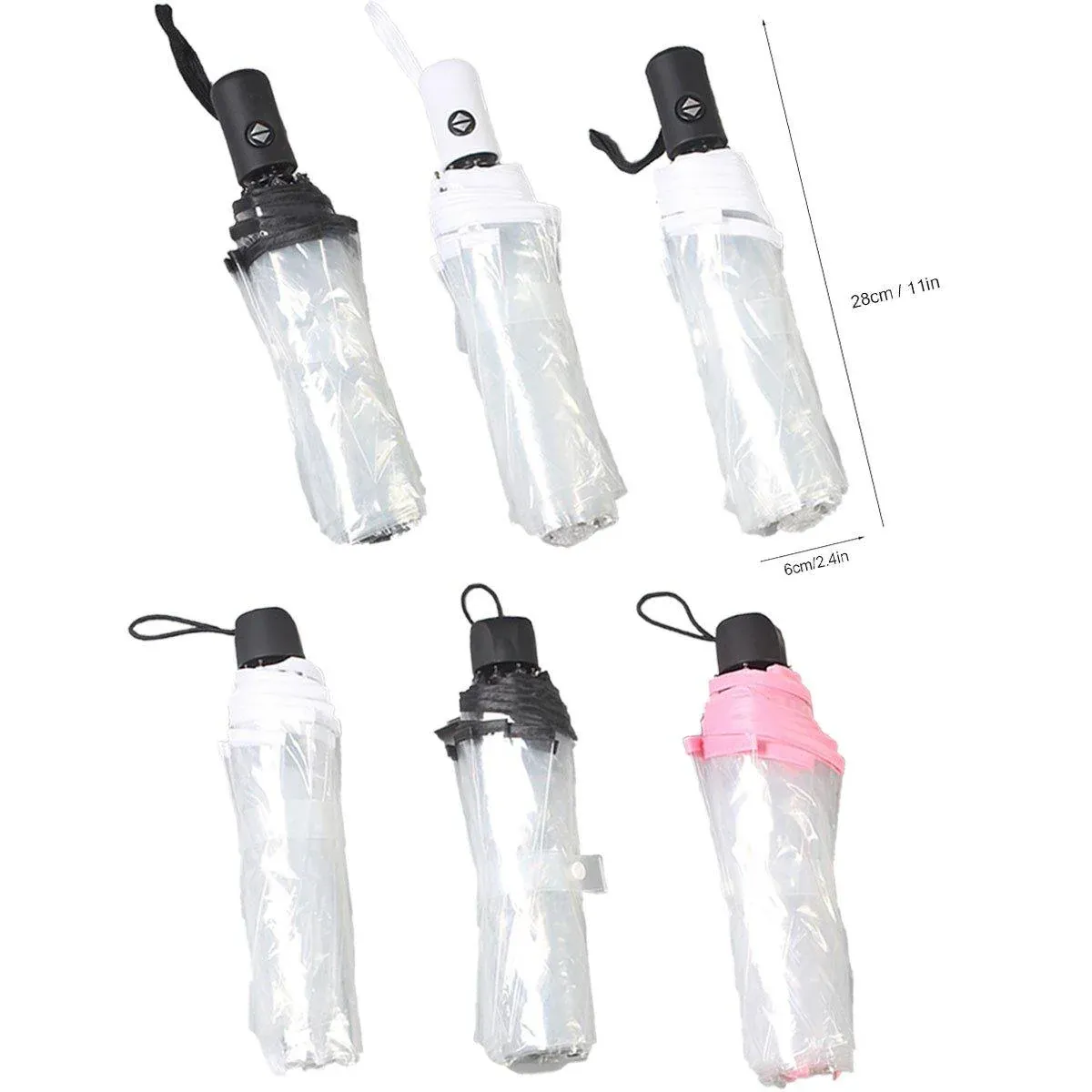 Transparent Folding Umbrella Compact Tri Fold Design Clear Rain Protection Cover - Automation-Black — image 4