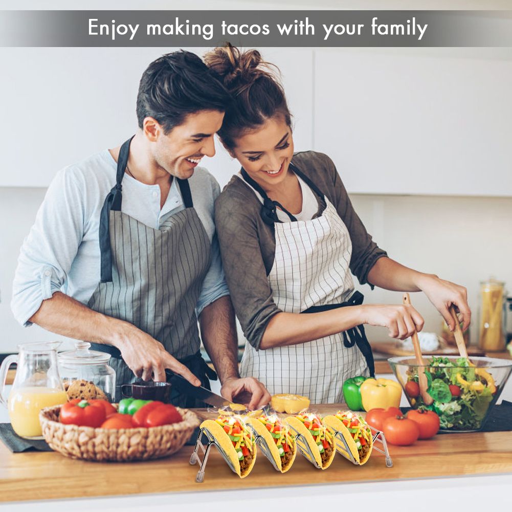 Taco Holder Set of 4, Premium Stainless Steel Taco Stand Rack for Kids Hard or Soft Shell Tacos β image 6