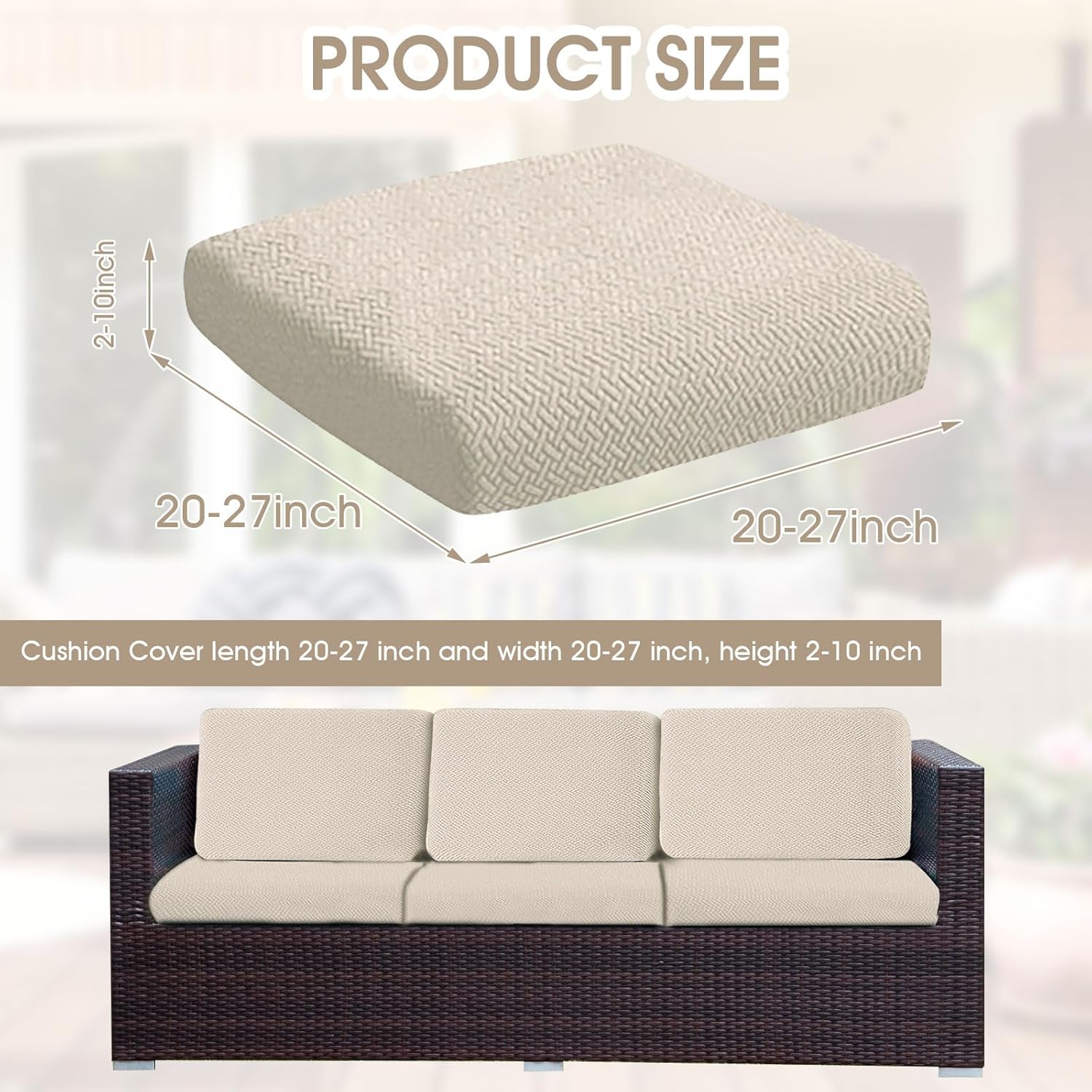Outdoor Waterproof Couch Cushion Covers, Stretch Individual Patio Chair Cushion Outdoor Seat Cushion Pad Replacement Sofa Cushion Protector Sofa Slipcover — image 4