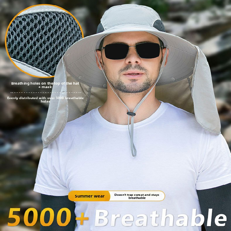Light grey UPF 50+ Sun Protection Fishing Hat Wide Brim Neck Flap Quick Dry Bucket Hat for Outdoor Hiking and Gardening โ image 2