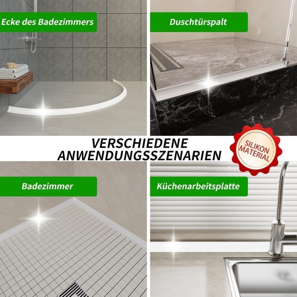 1M Flexible Silicone Shower Threshold Water Barrier to Prevent Splashes, 3 cm high, Gray — image 6