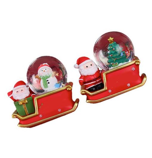 Santa Sleigh Ornament Crystal Globe Ball Light Resin Desktop Christmas Decoration with Battery For Gifts Home — image 4