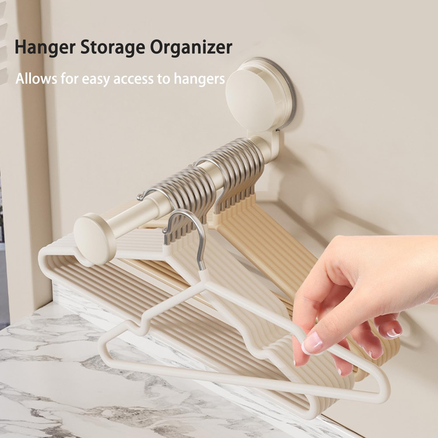 2 Pack Telescopic Rod Suction Cup Hanger Holder Wall Mounted Clothes Organizer — image 2