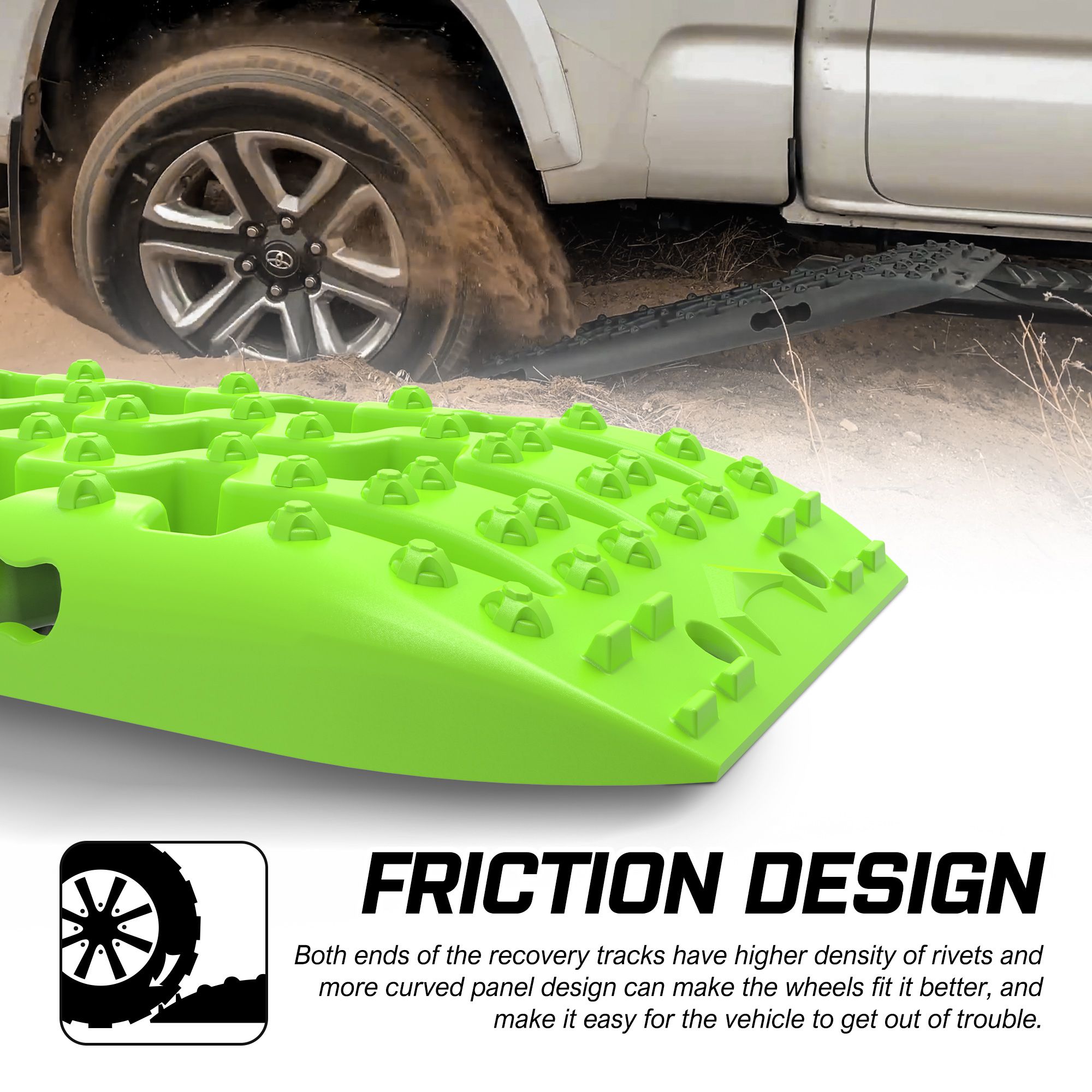 X-BULL Recovery tracks Boards 10T 2 Pairs Sand Mud Snow With Mounting Bolts pins Green โ image 6