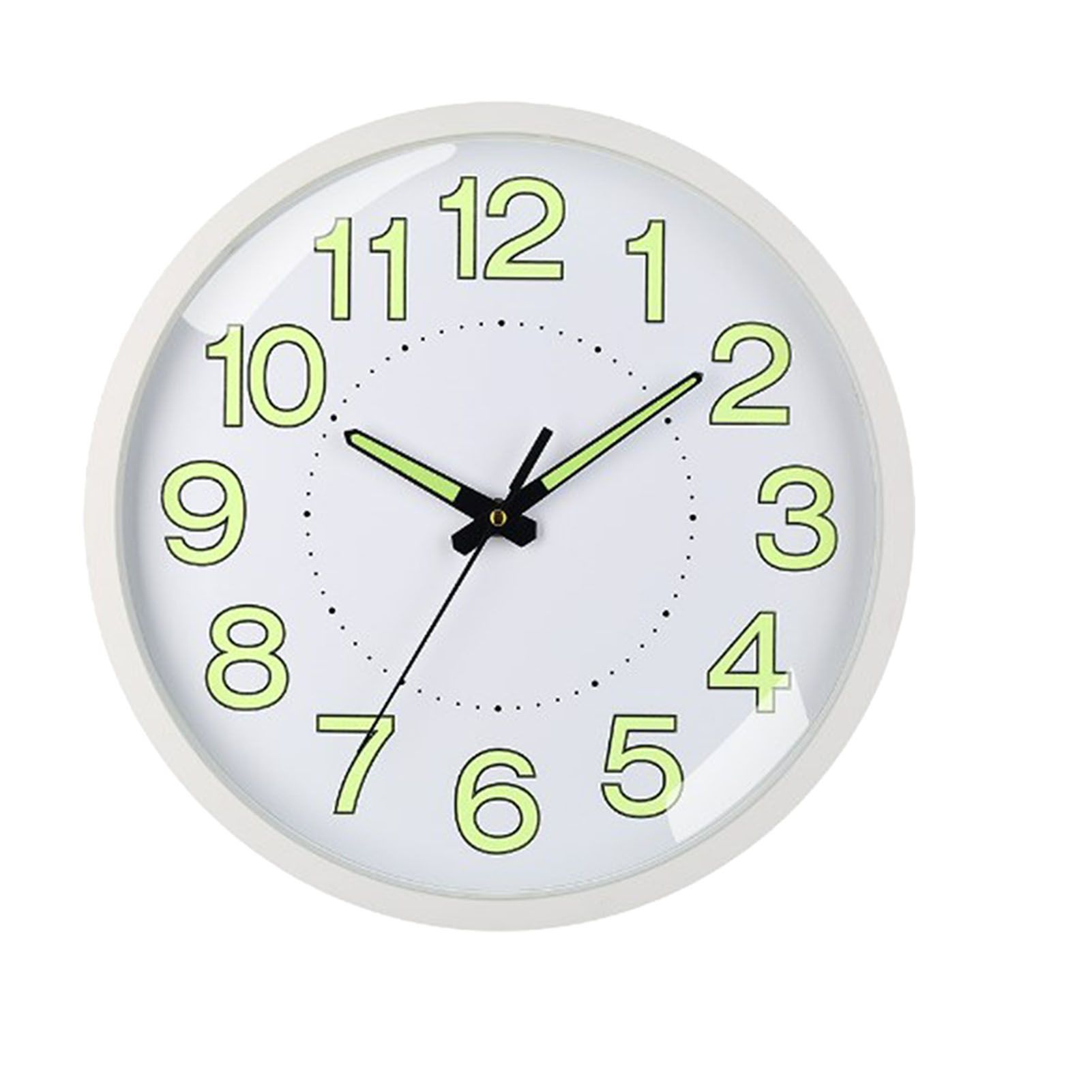 Silent Quartz Clock Plastic Wall Mounted Luminous Quiet for Living Room Bedroom 12in 30cm White Frame