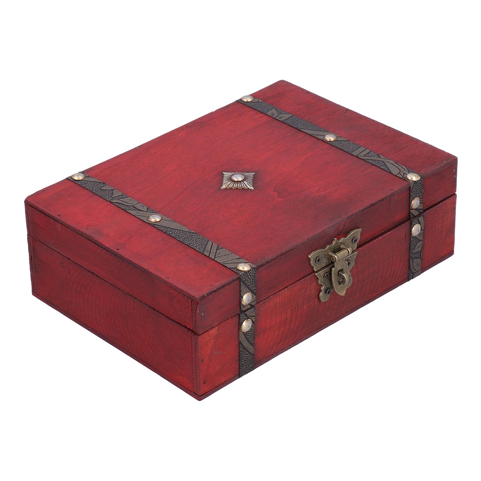 Jewelry Box Antique Wooden Photography Shooting Props Desktop Storage Box with Lock โ image 4